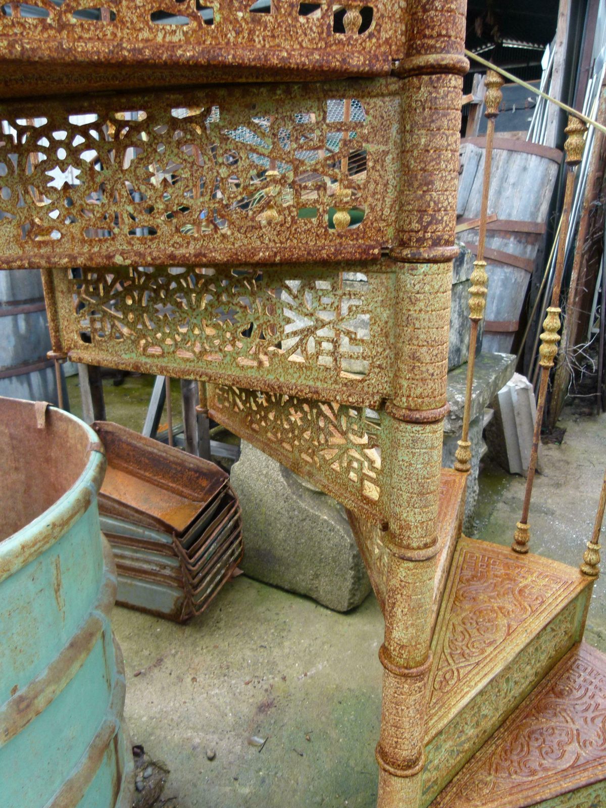 20th Century Art Nouveau Style Iron Spiral Staircase photo 9813.0