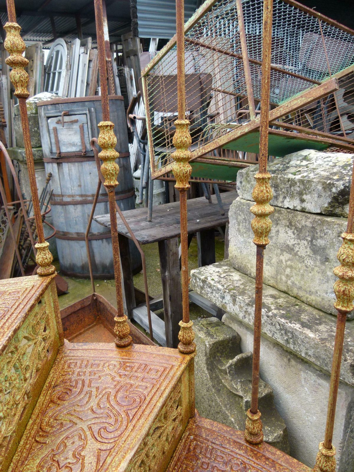 photo for sale 20th Century Art Nouveau Style Iron Spiral Staircase