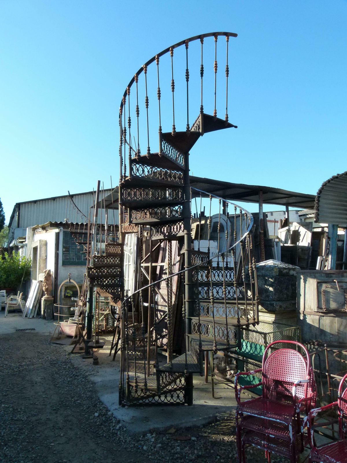 20th Century Art Nouveau Style Cast Iron Spiral Staircase From Spain photo furniture