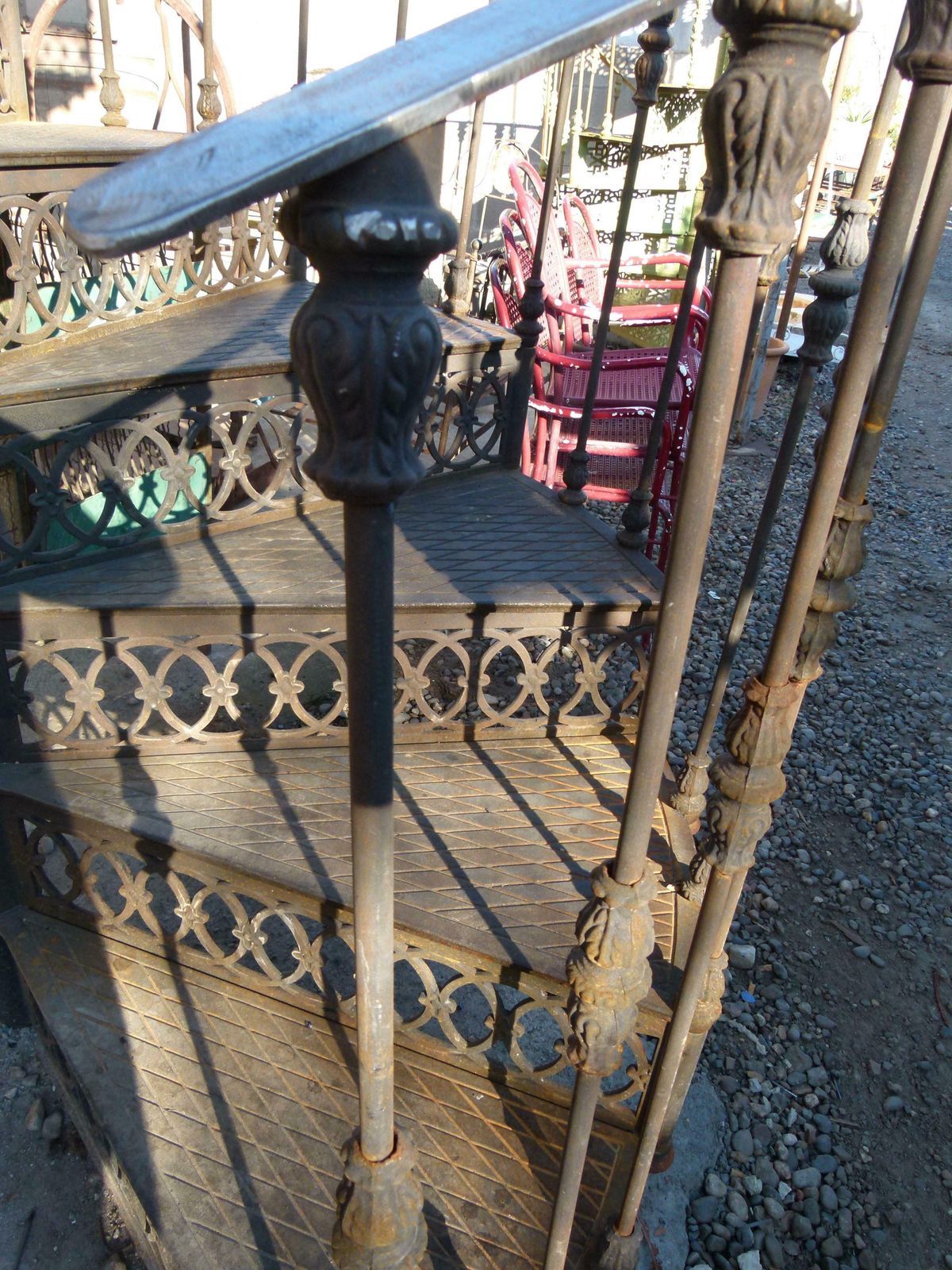 20th Century Art Nouveau Style Cast Iron Spiral Staircase From Spain photo vinterior