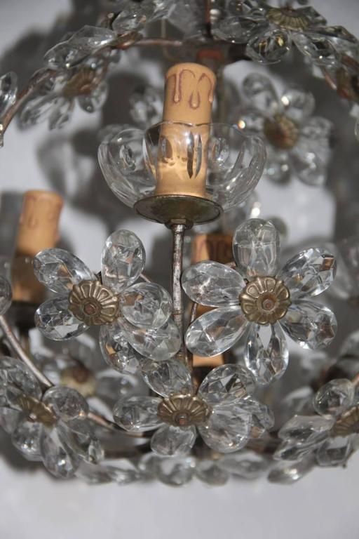 Mid Century Modern Chandeliers French 1950s Crystal Metal Forged photo vintage