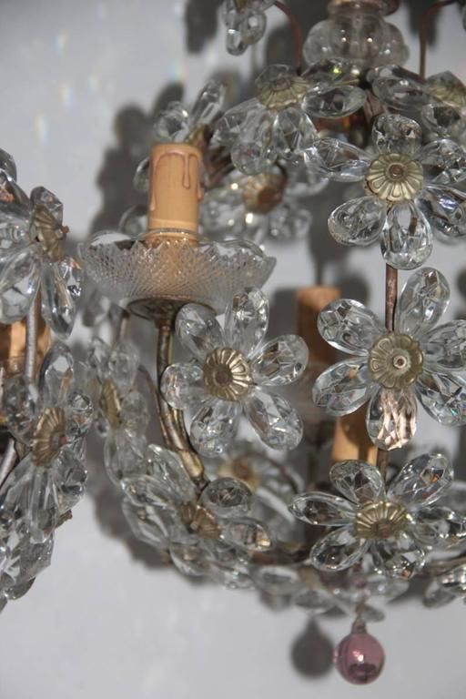 photo furniture Mid Century Modern Chandeliers French 1950s Crystal Metal Forged