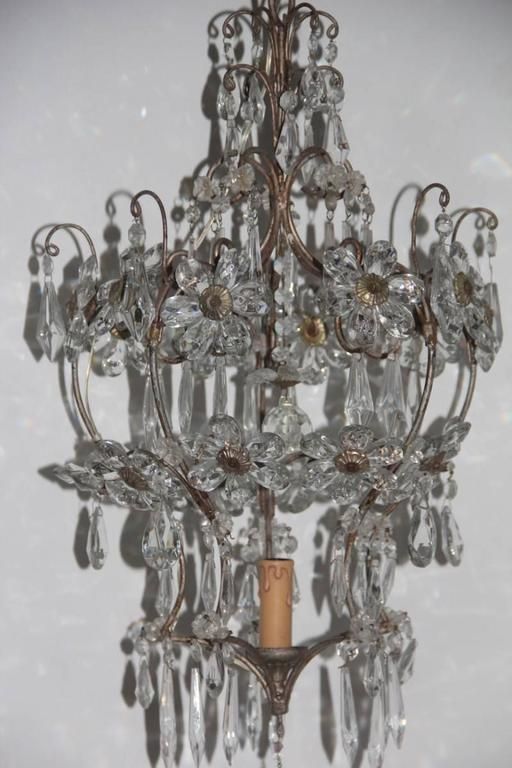 Mid Century Modern Chandeliers French Crystal Metal Forged 1950s photo buy