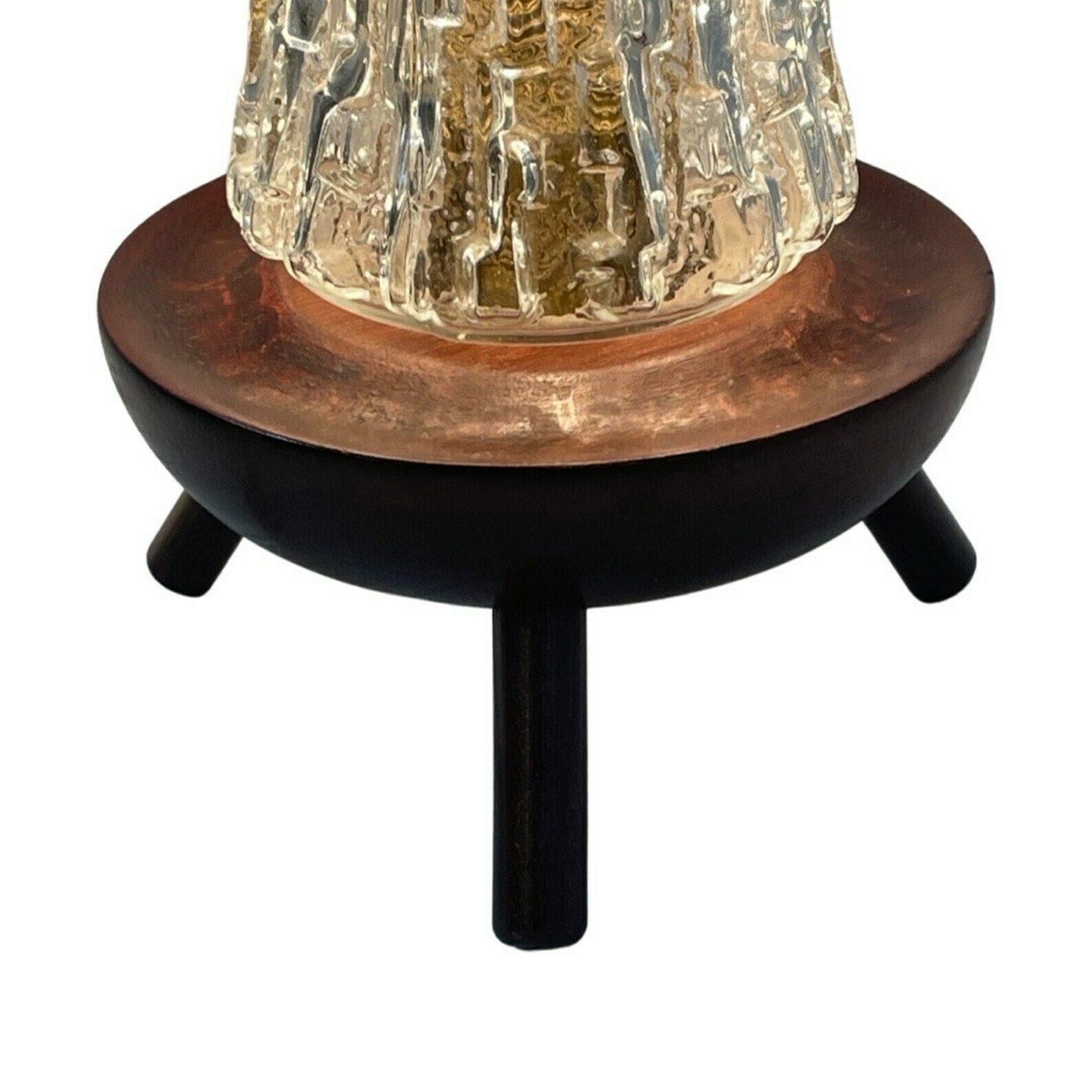 1950's   Table Lamp Of Teak Base And Glass Shade   Mid Century Modern photo Lighting