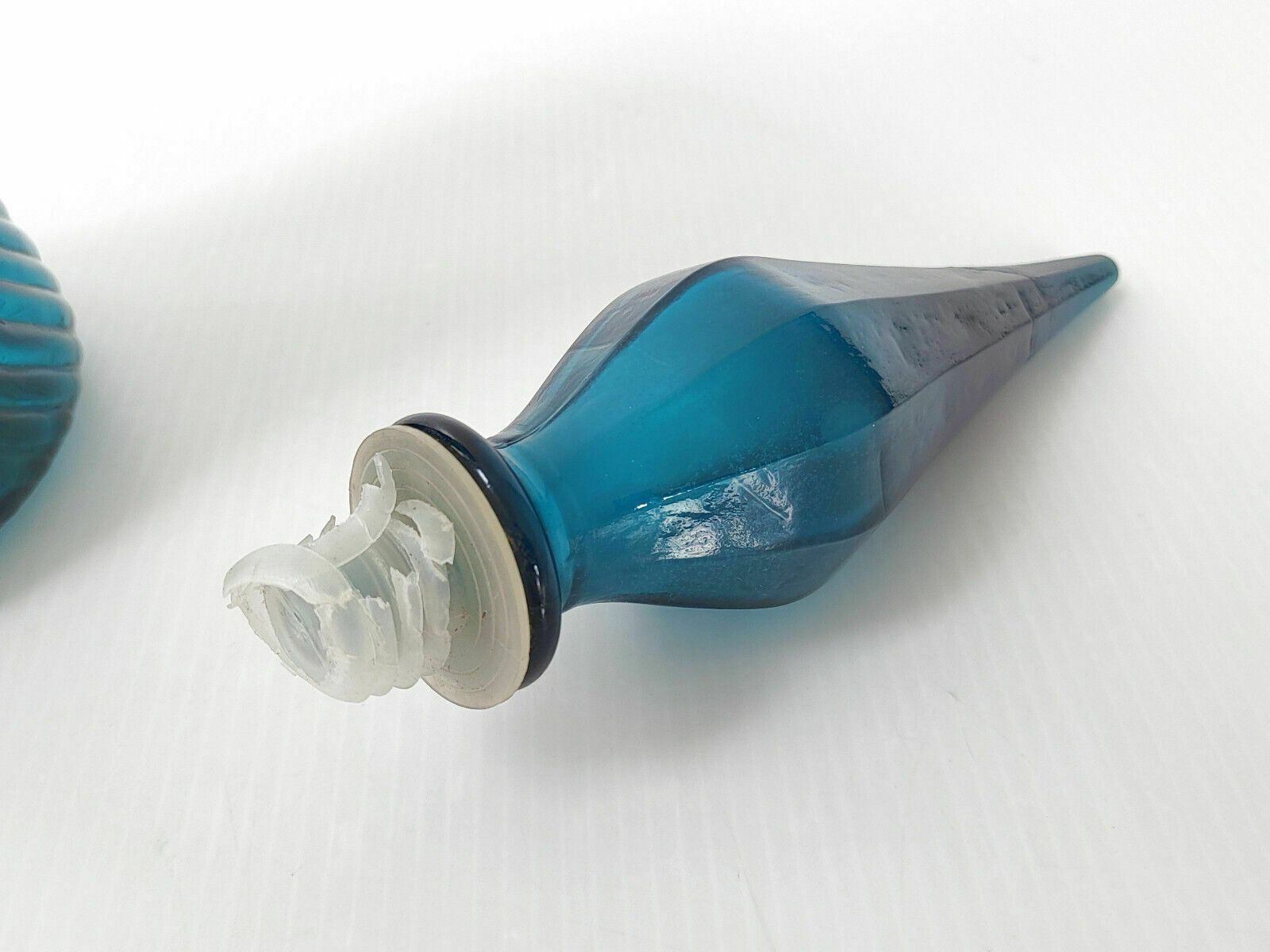 Empoli Decanter Genie Bottle Deep Blue Glass 1960 Vintage 60s 1960s photo 236.0