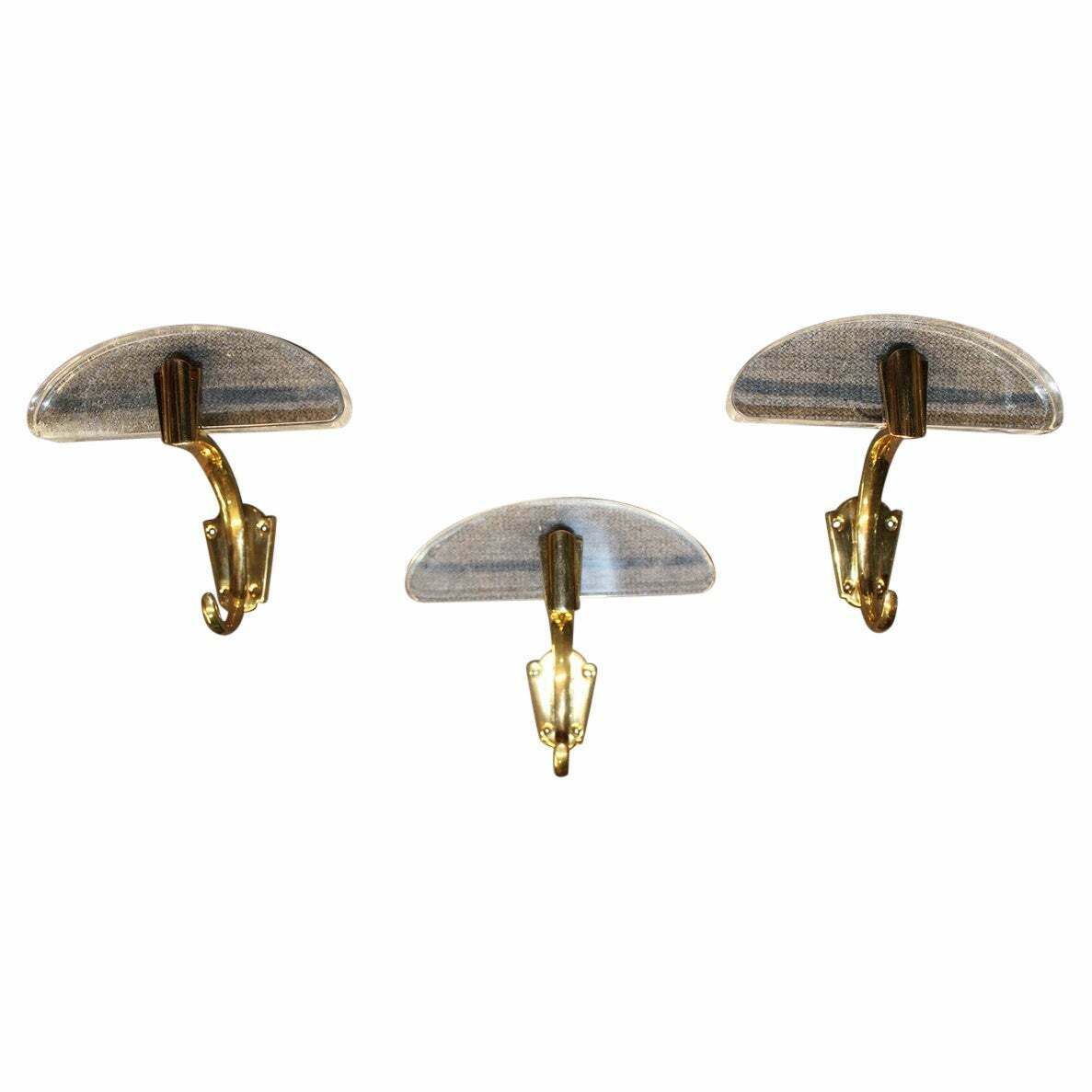 Coat Hangers In Lucite And Solid Brass Italian 1950s Mid Century Design
