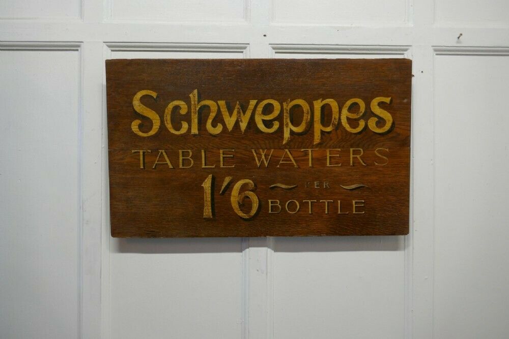 Schweppes Table Waters Oak Trade Sign Board photo furniture