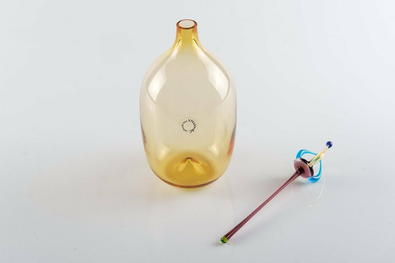 Murano Glass Bottle By Vincenzo Nason, Italy photo for sale