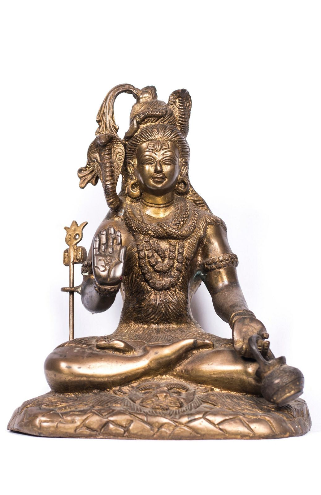 Antique Brass Shiva Sculpture | Hindu Temple Idol | Meditating Shiva Statue photo vinterior