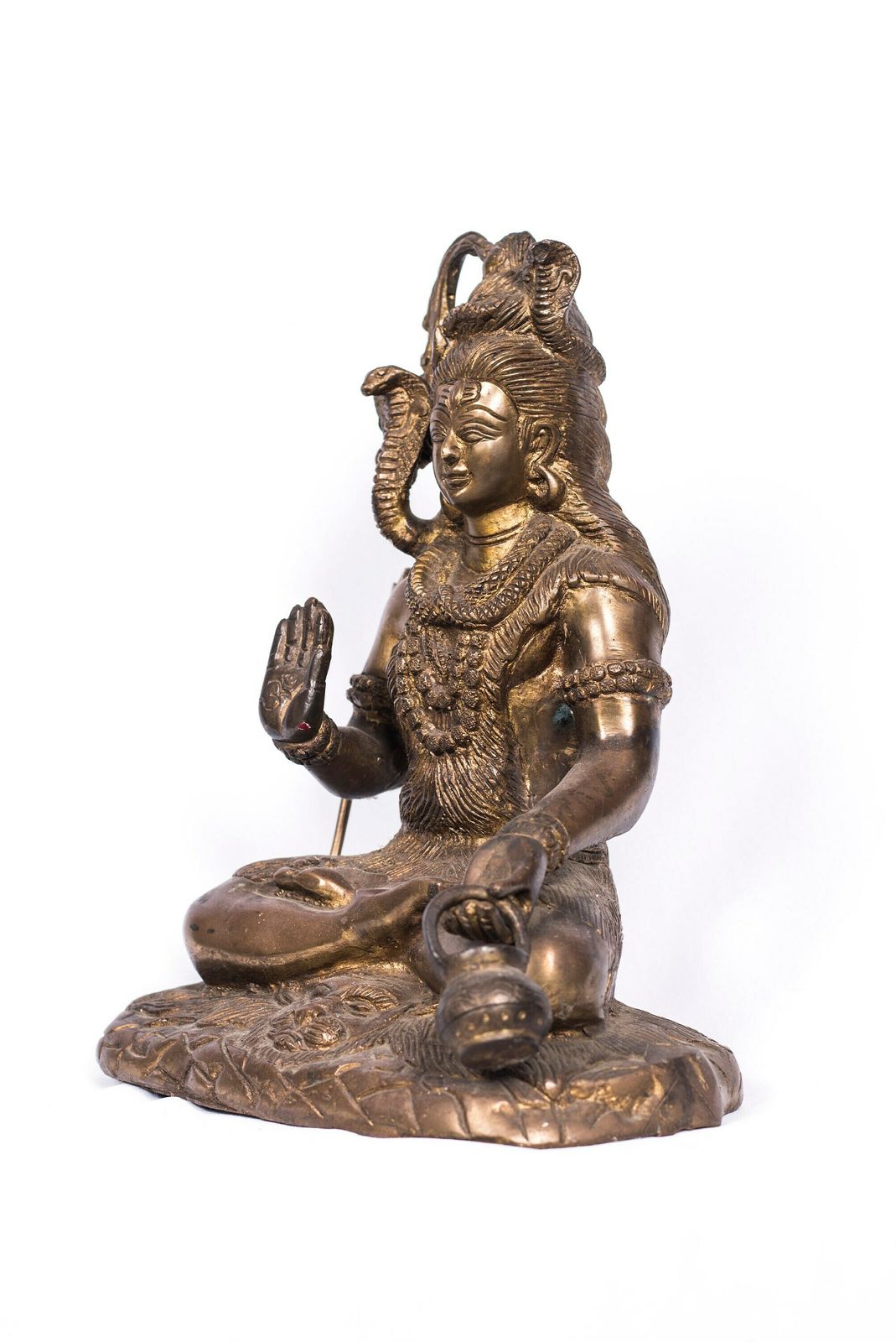 Antique Brass Shiva Sculpture | Hindu Temple Idol | Meditating Shiva Statue photo buy