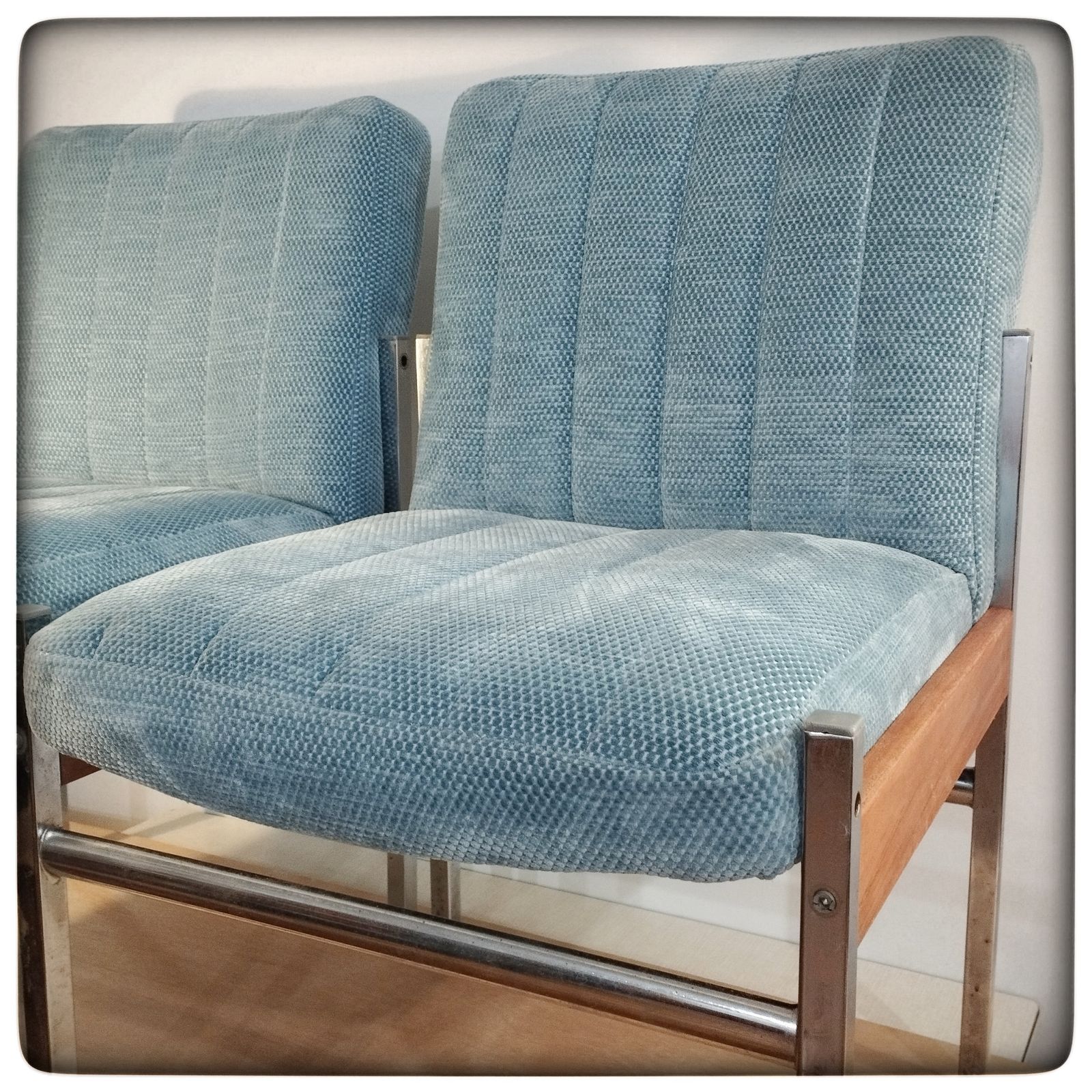 Pair Of 1970s Antocks Lairn Chrome And Teak Accent Chairs photo buy