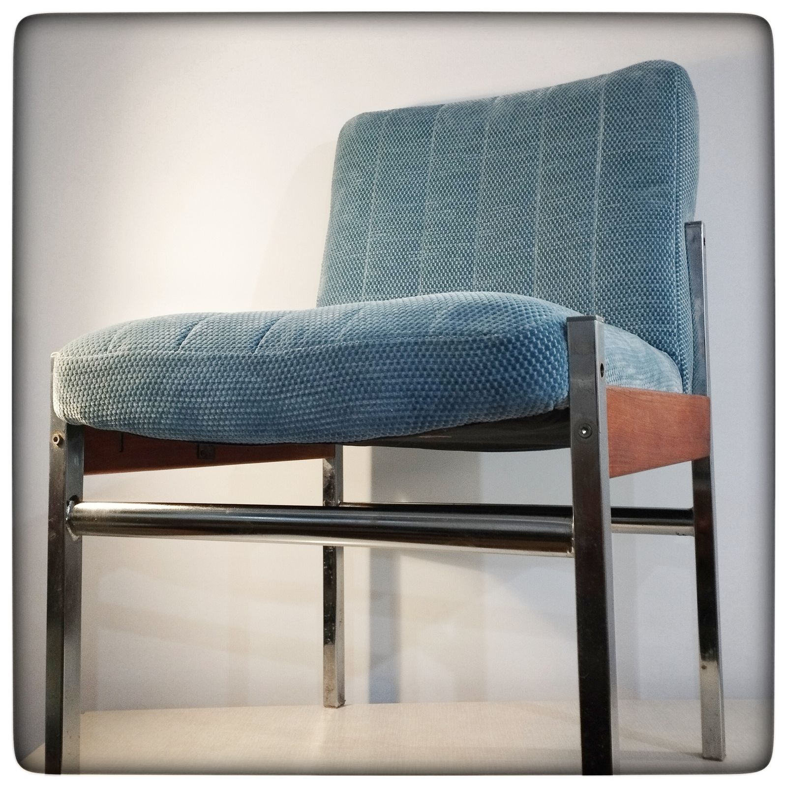 Pair Of 1970s Antocks Lairn Chrome And Teak Accent Chairs photo vintage