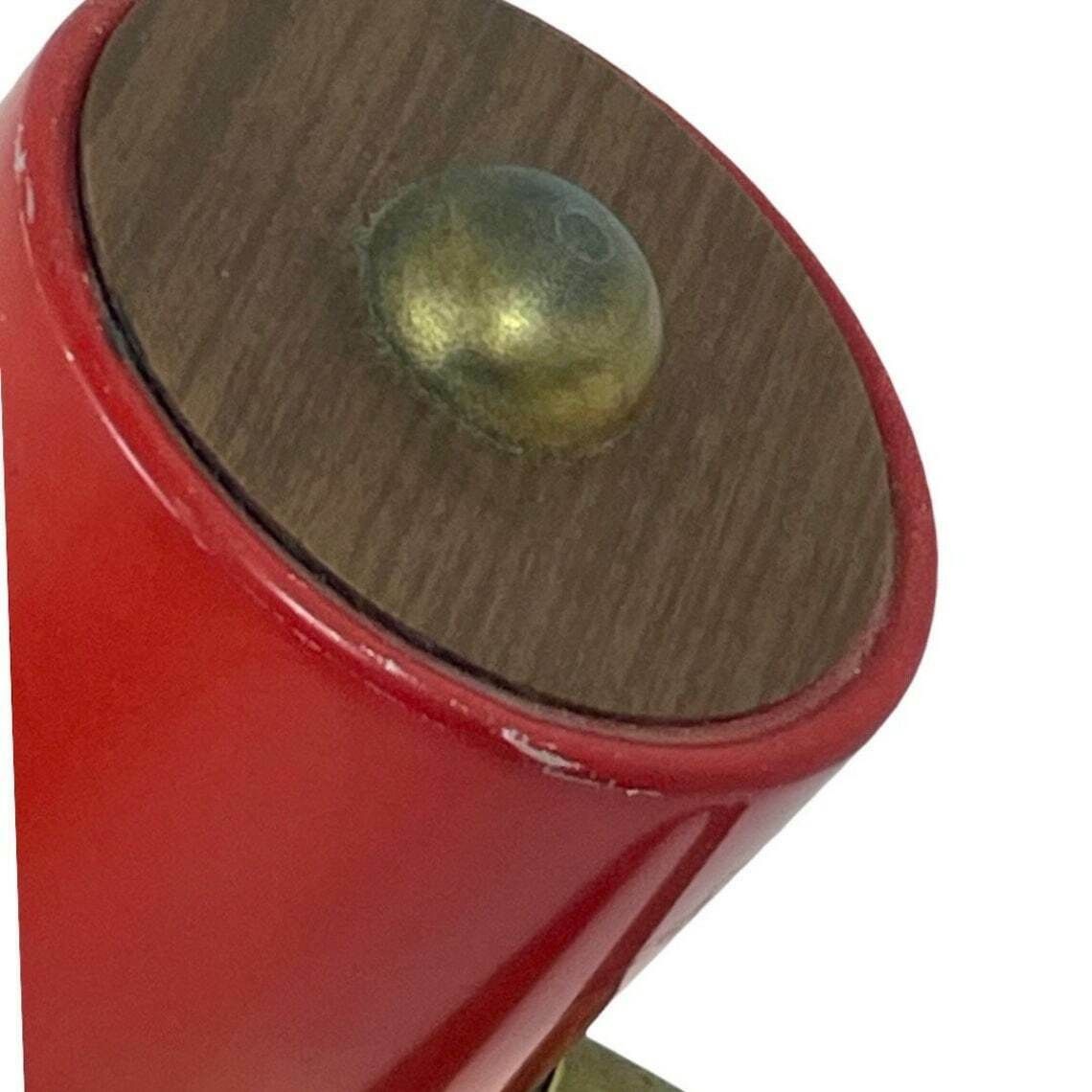 Red Desk Lamp   Faux Wooden Base Ans Accent   Brass Gooseneck photo for sale