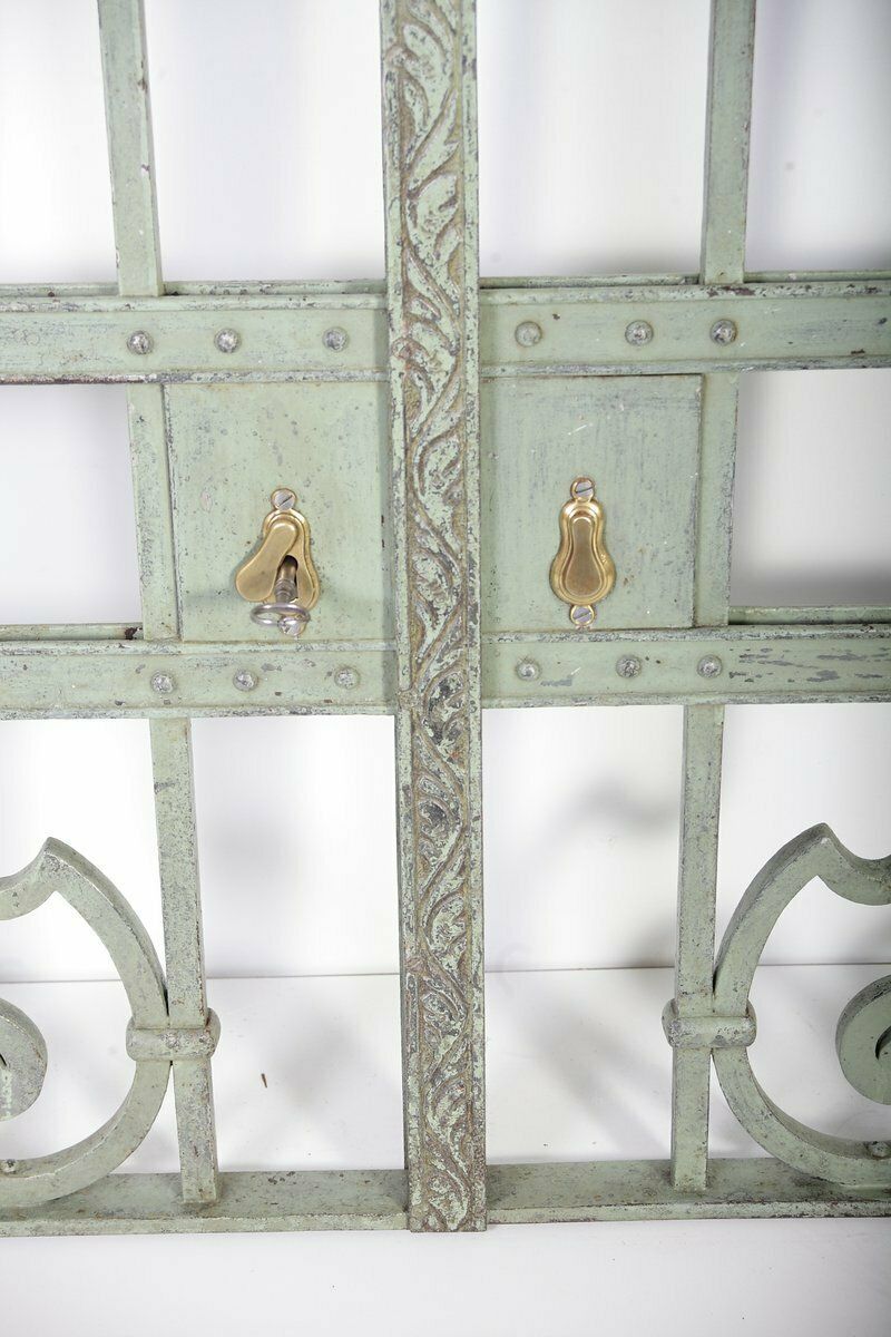 Set Of 2 Antique Green Interior Iron Wrought Double Doors, Bohemia, 1880s photo 7500.0