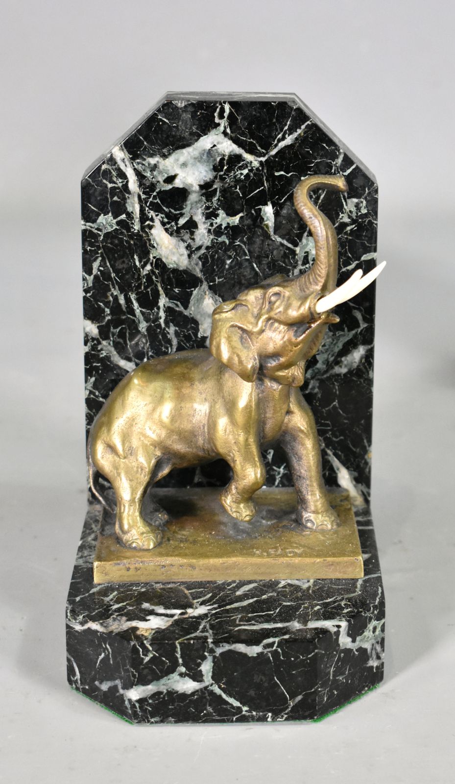 Pair Of French Art Deco Bookends Signed H Fady In Bronze photo vintage