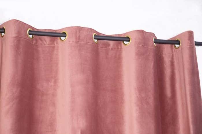 Pink Velvet And Brass Italian Customizable Curtain By Vintage Domus Collection photo furniture