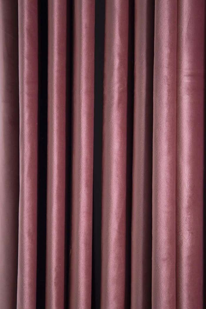 Pink Velvet And Brass Italian Customizable Curtain By Vintage Domus Collection photo for sale