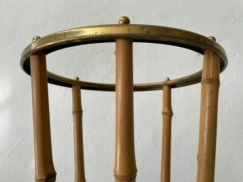 Mid Century Modern Bamboo & Brass Umbrella Stand, 1960s, Germany photo 850.0