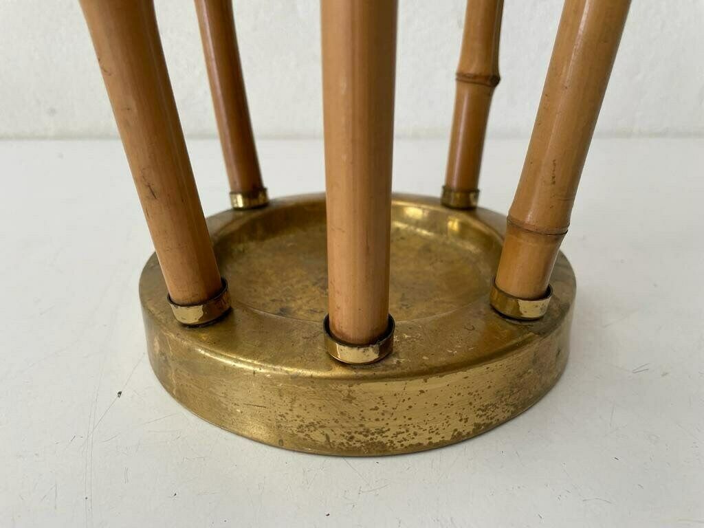 Mid Century Modern Bamboo & Brass Umbrella Stand, 1960s, Germany photo vinterior