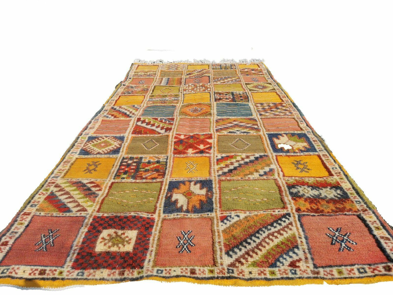 R49  Colourful Moroccan Berber Rug. Tribal Carpet Mad Of Camel Wool photo for sale