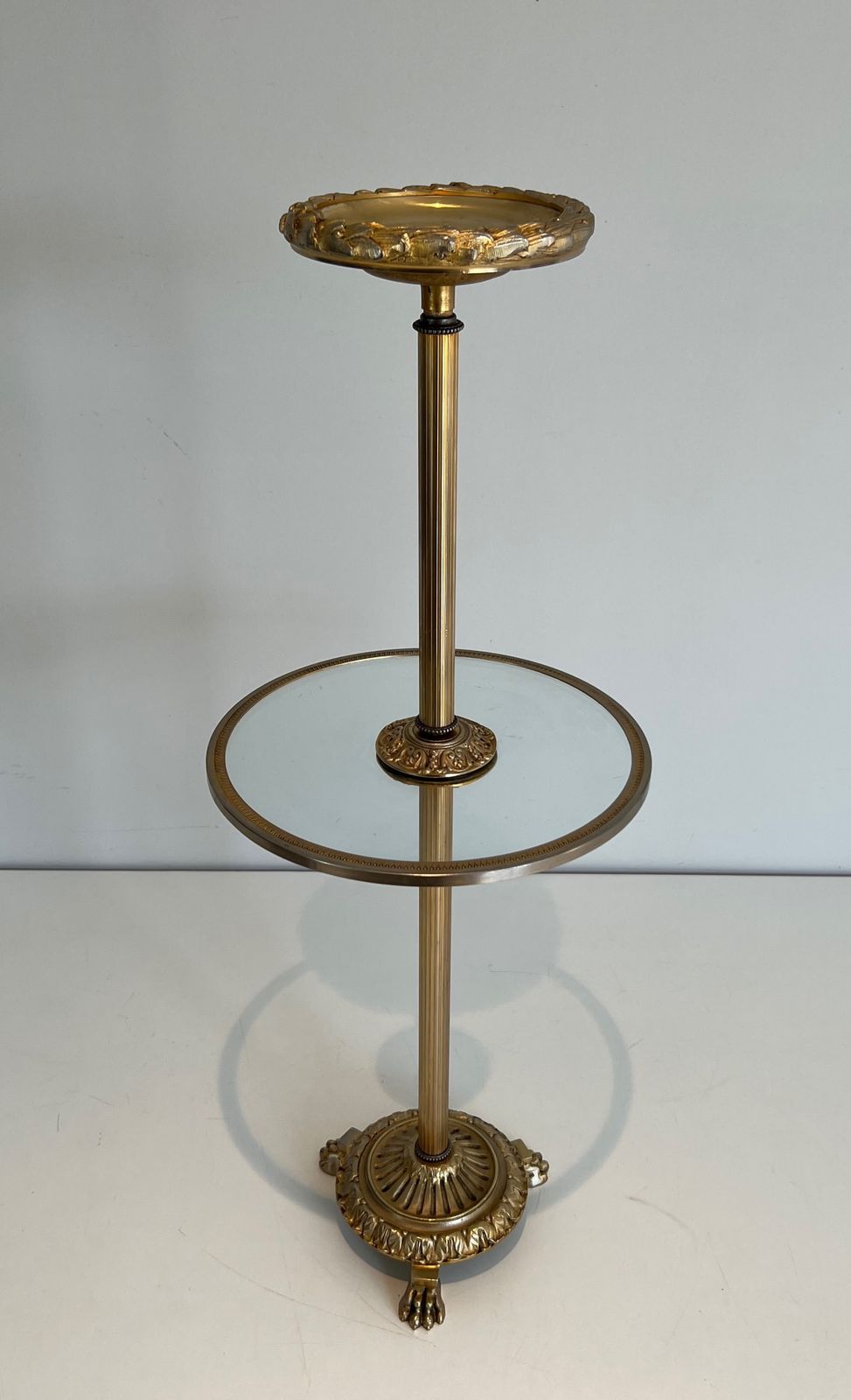 1650.0 Pedestal Ashtray In Bronze, Glass And Brass From Maison Baguès photo