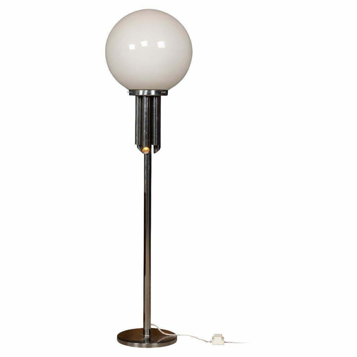 20th Century Floor Lamp With Hand Blown Venetian Glass Shade, Murano Italy