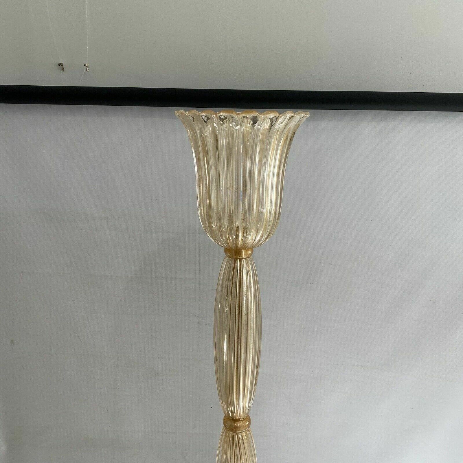 Signed Archimede Seguso Murano Glass Floor Lamp Gold Italian Art Deco 1980s photo Lighting