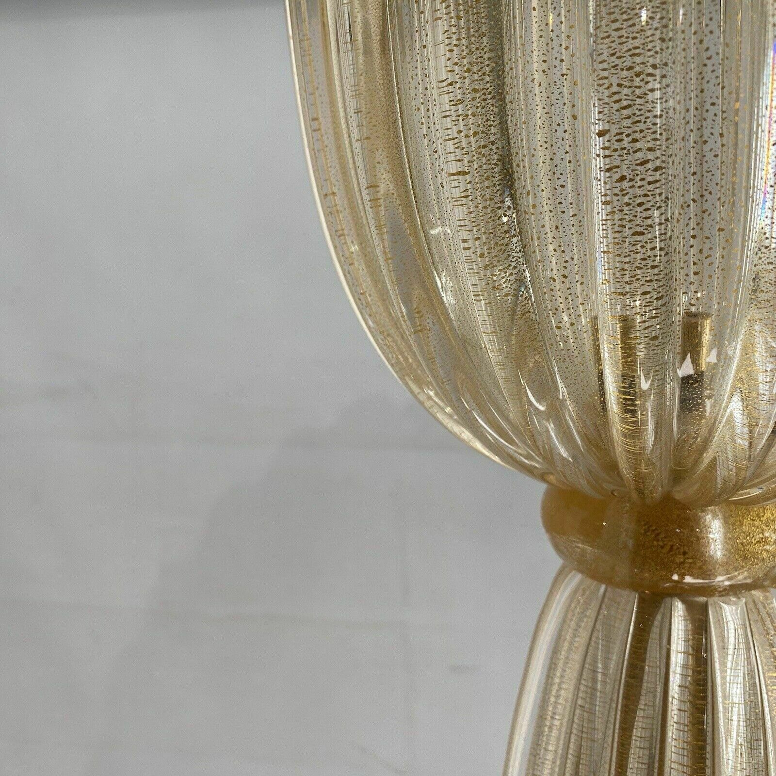 Signed Archimede Seguso Murano Glass Floor Lamp Gold Italian Art Deco 1980s photo vinterior