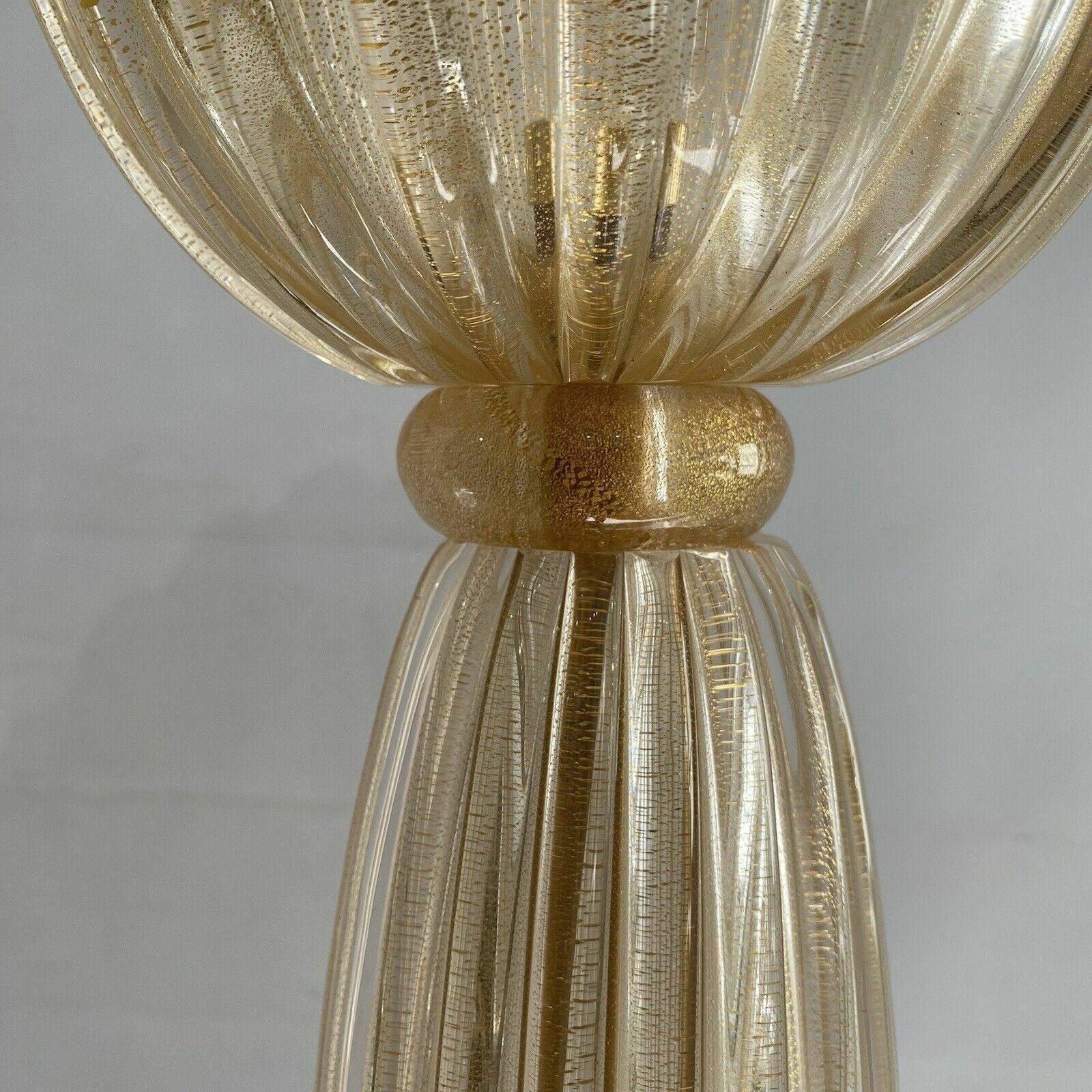 Signed Archimede Seguso Murano Glass Floor Lamp Gold Italian Art Deco 1980s photo vintage