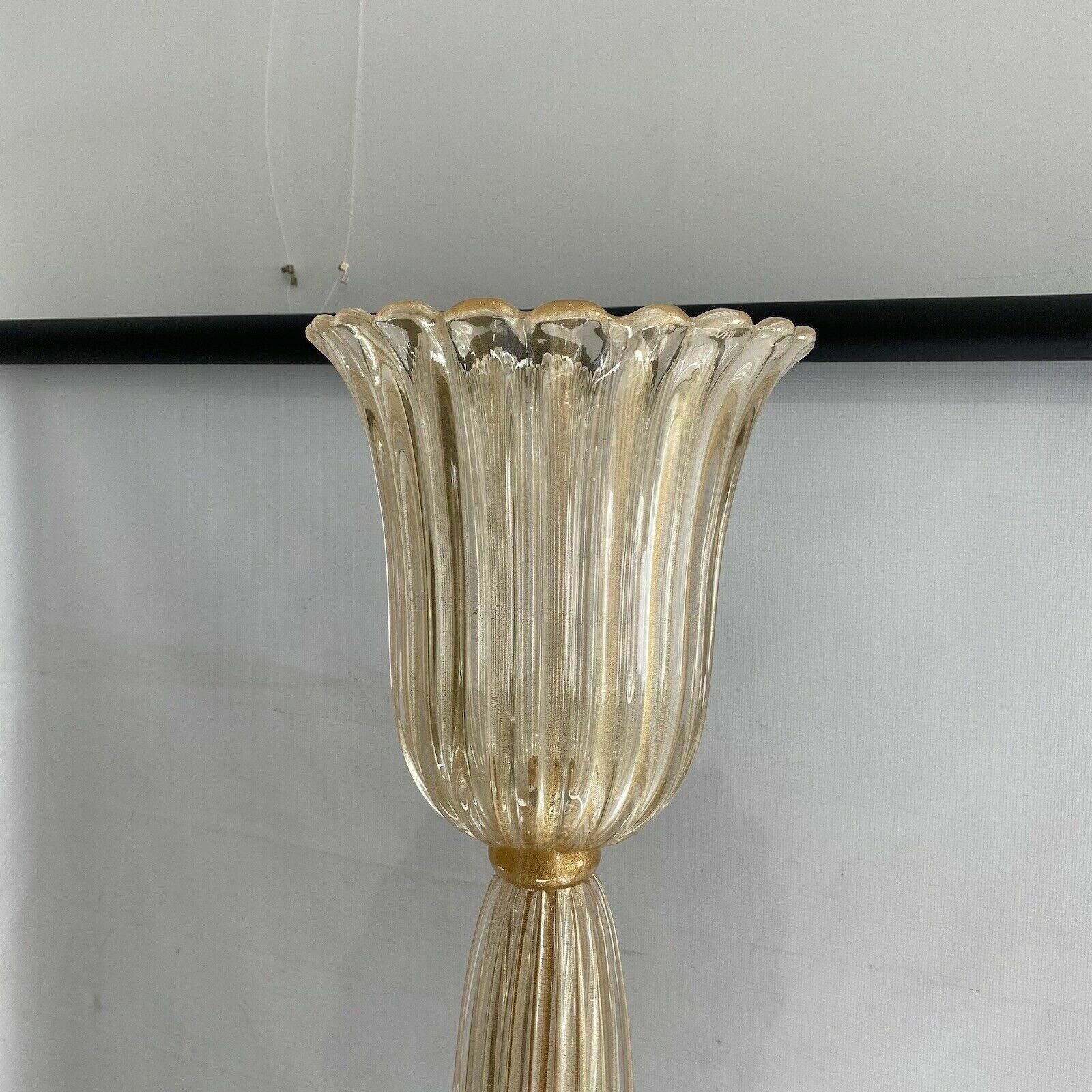 Lighting Signed Archimede Seguso Murano Glass Floor Lamp Gold Italian Art Deco 1980s photo