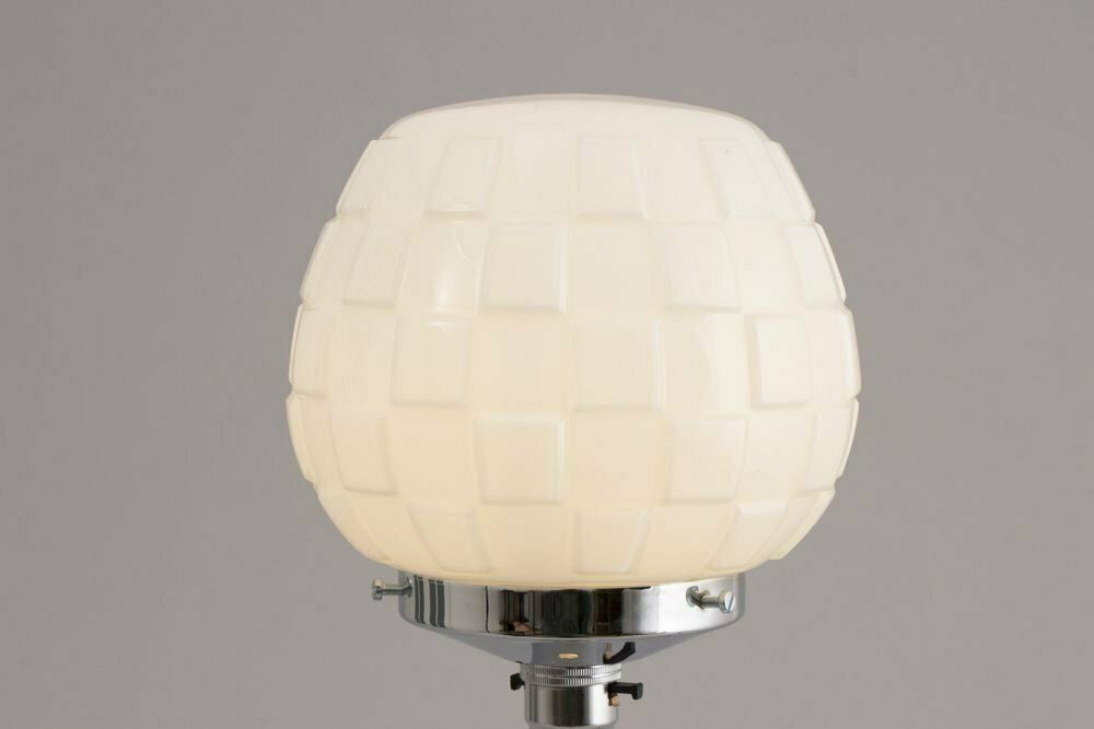 British Modernist Art Deco Table Lamp With Original Opal Glass Shade C.1930 photo vintage