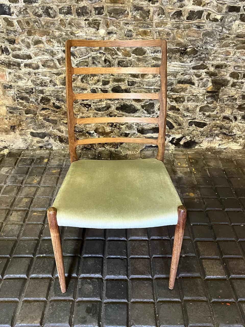 photo buy Set Of Eight (8) Danish Jl Møller High Ladder Back Dining Chairs, 1960s