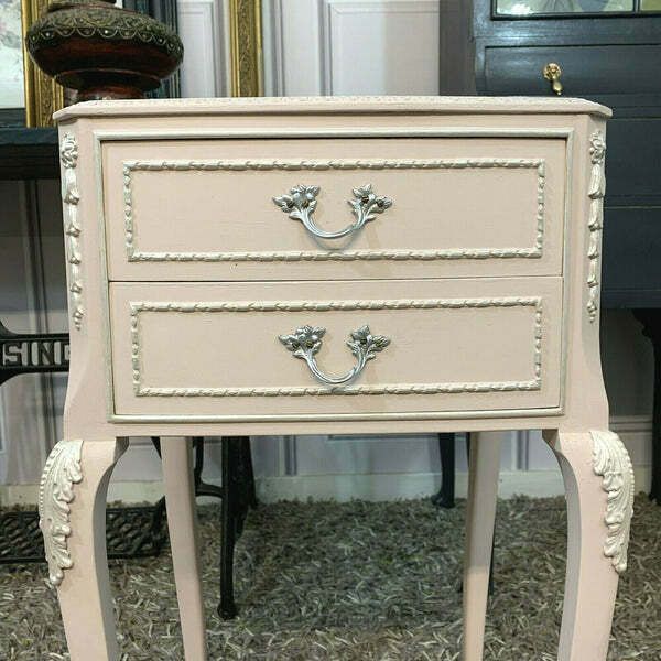 Painted Bedside Tables Pair Olympus Furniture French Louise Style Bedside Cabinets Pink photo for sale