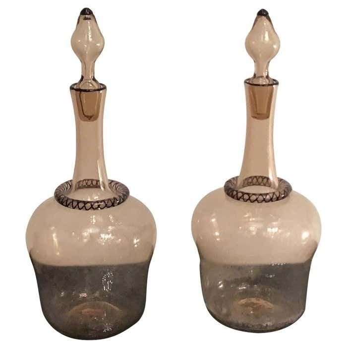 Venini Water And Wine Bottles Murano Glass, 1950, Italy