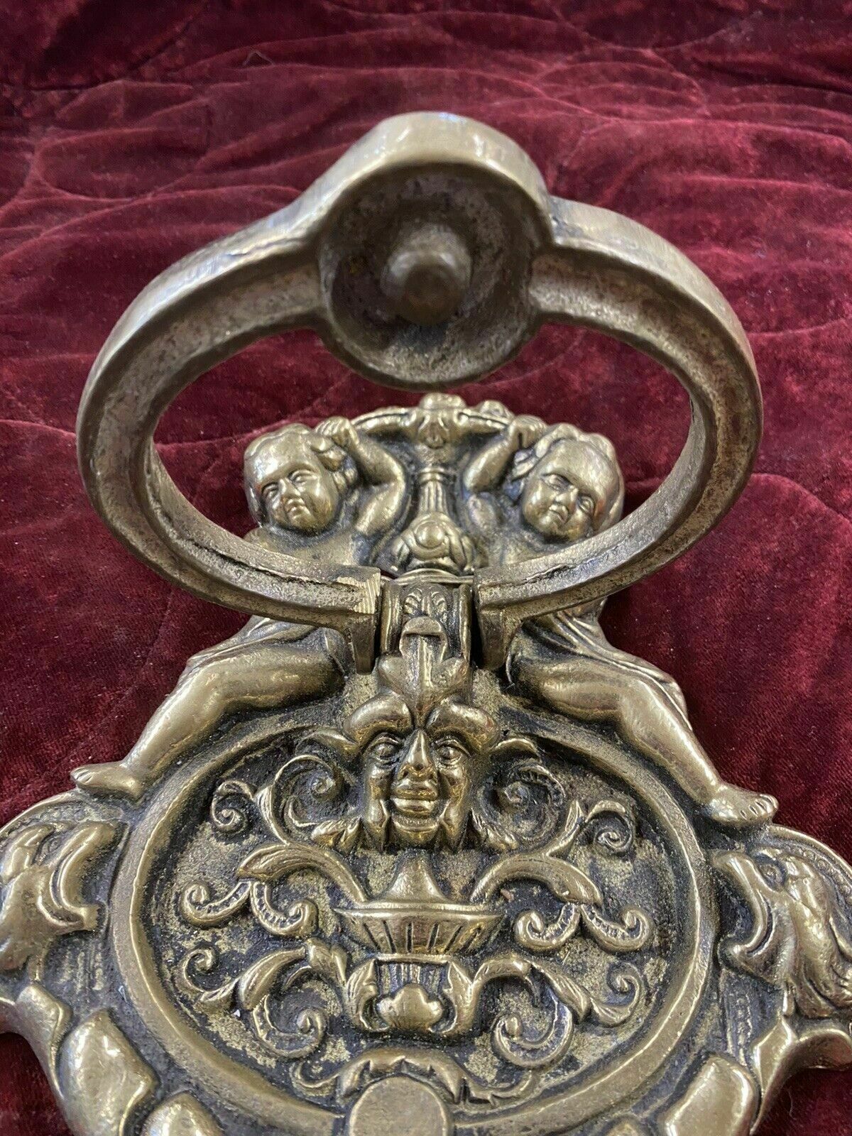 Huge Xl Brass Door Knocker Metal Period Reclaimed Architectural Pull Used Old photo Home Fixtures