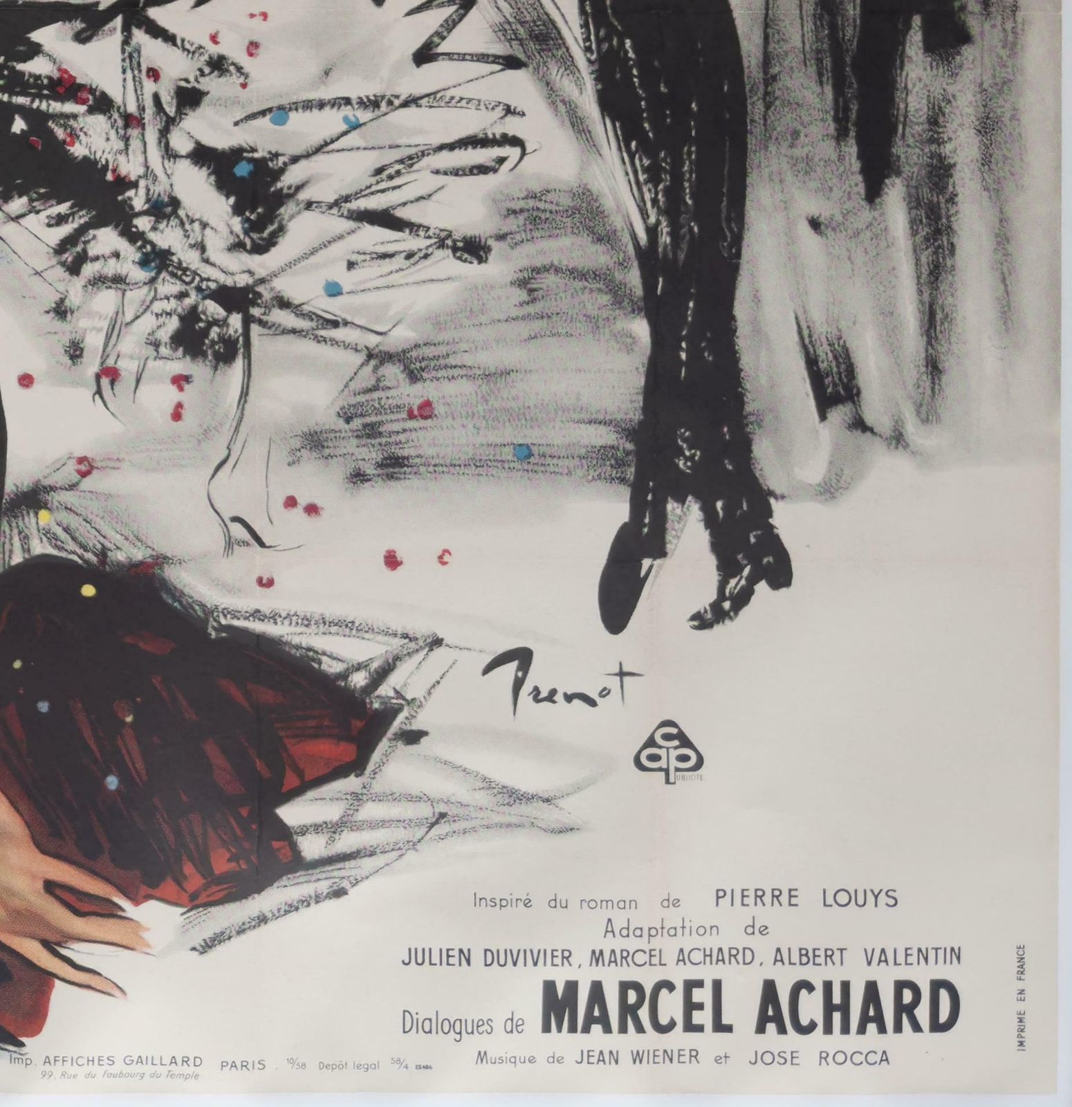 "A Woman Like Satan" 1959 French Double Grande Film Movie Poster, Yves Thos photo vintage