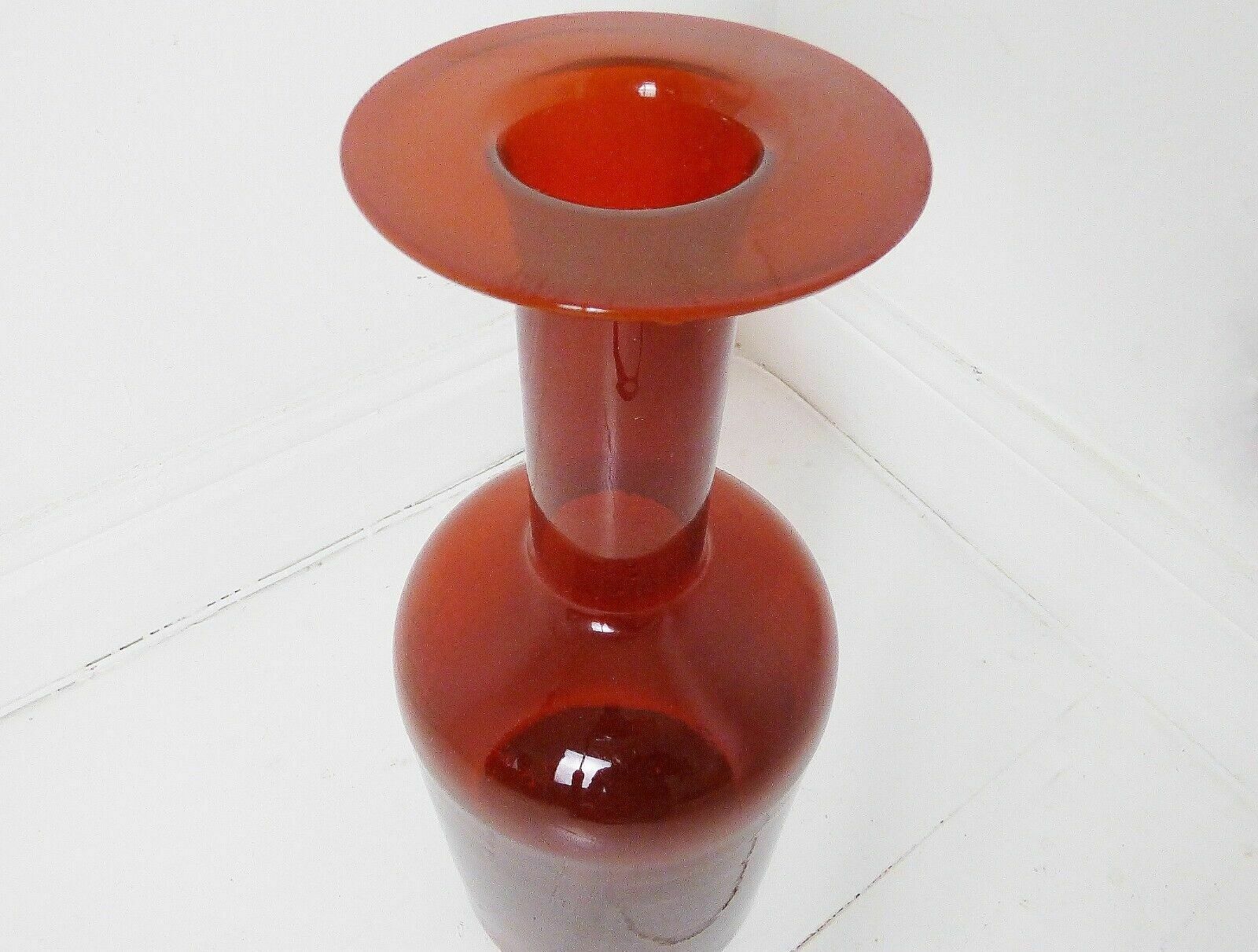 Stunning Vintage Large Otto Brauer Holmegaard Gulvase Amber Vase photo furniture