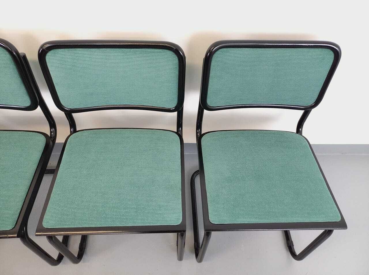2170.0 Lot de 4 chaises Marcel Breuer Cesca B32 en métal et tissu photo