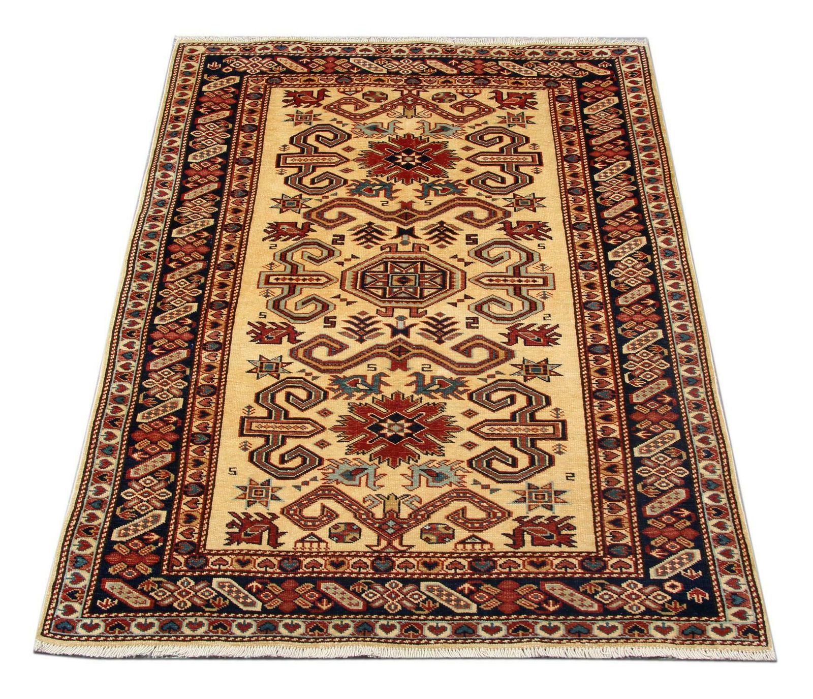 Oriental Rug Geometric Handmade Carpet Yellow Rugs For Sale 102 X 135 Cm photo furniture