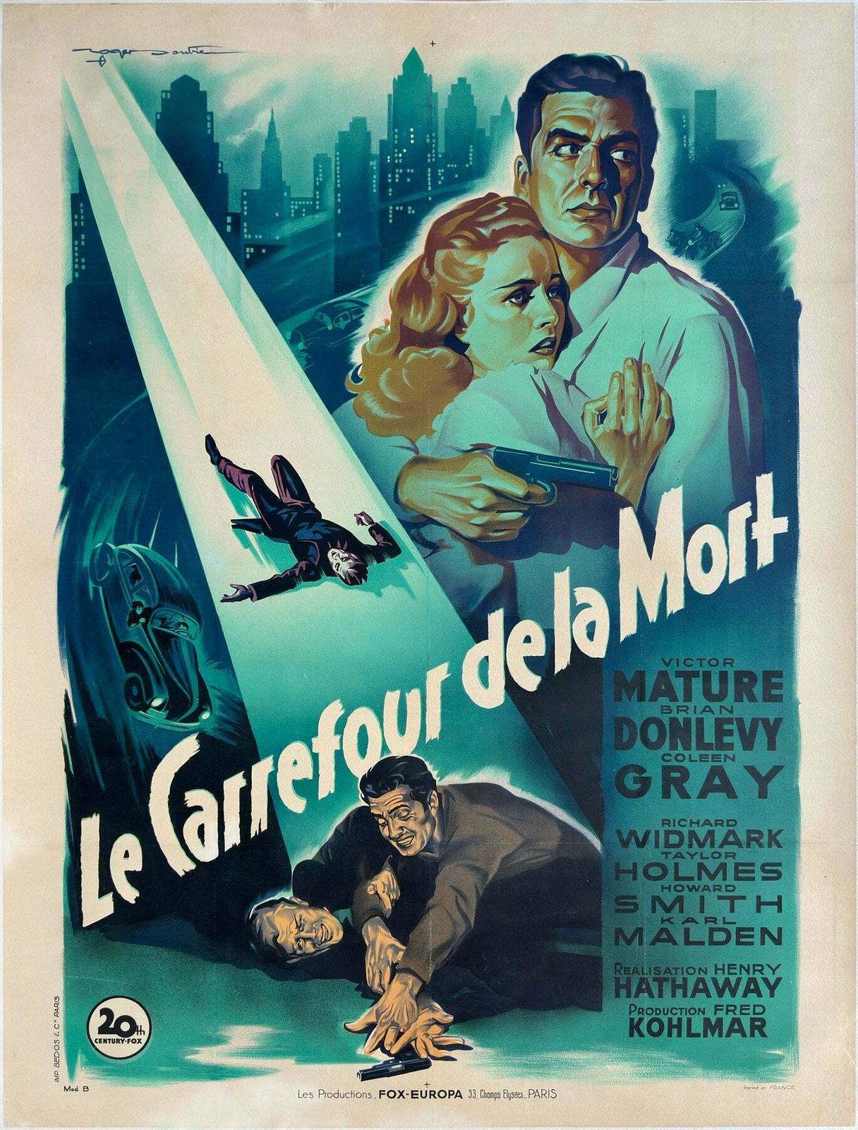 Kiss Of Death 1947 French Grande Film Movie Poster, Style B, Roger Soubie