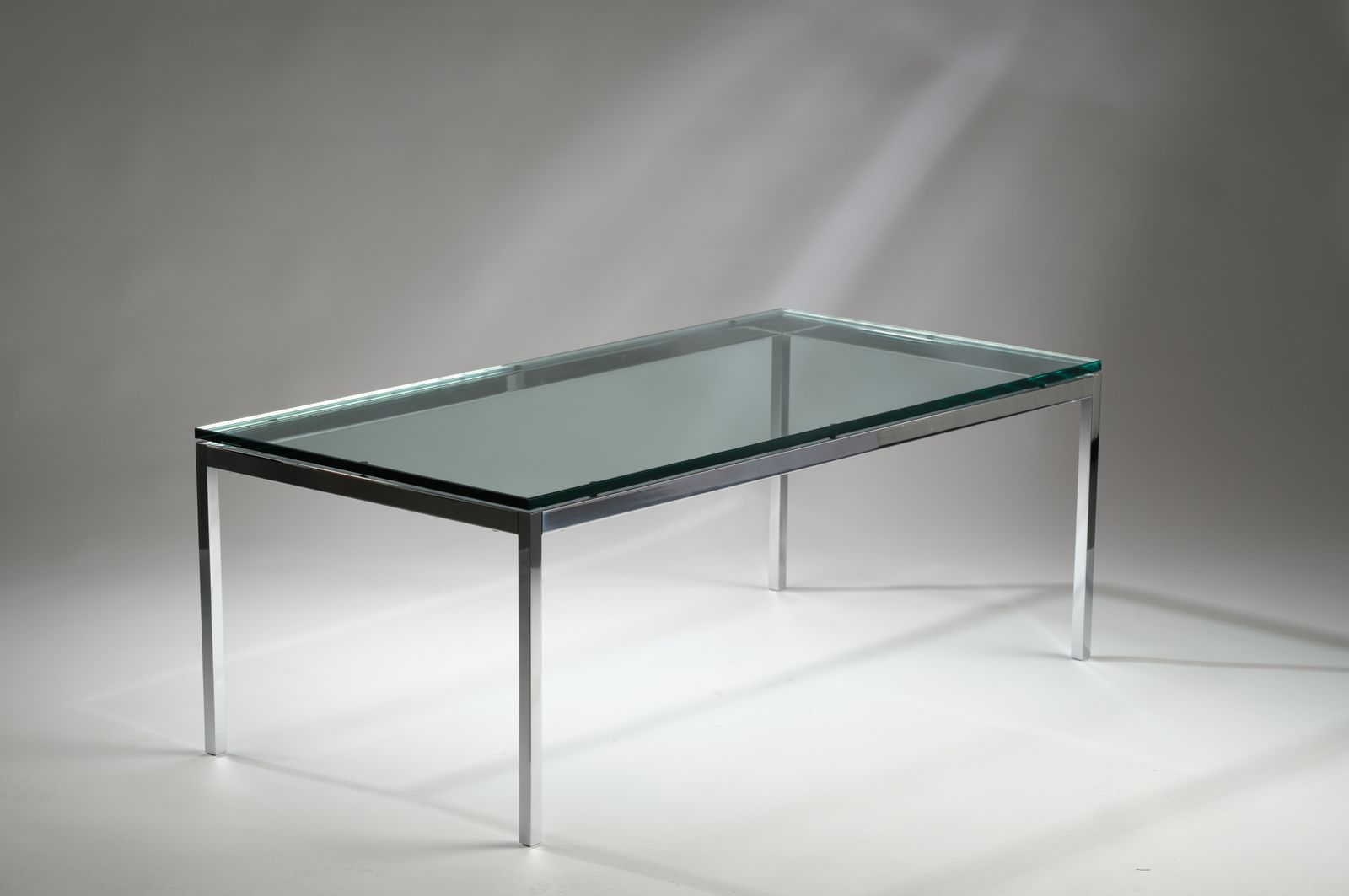 Iconic Florence Knoll For Knoll Studio Chromed Steel & Toughened Glass Coffee Table, Circa 2006. photo Furniture