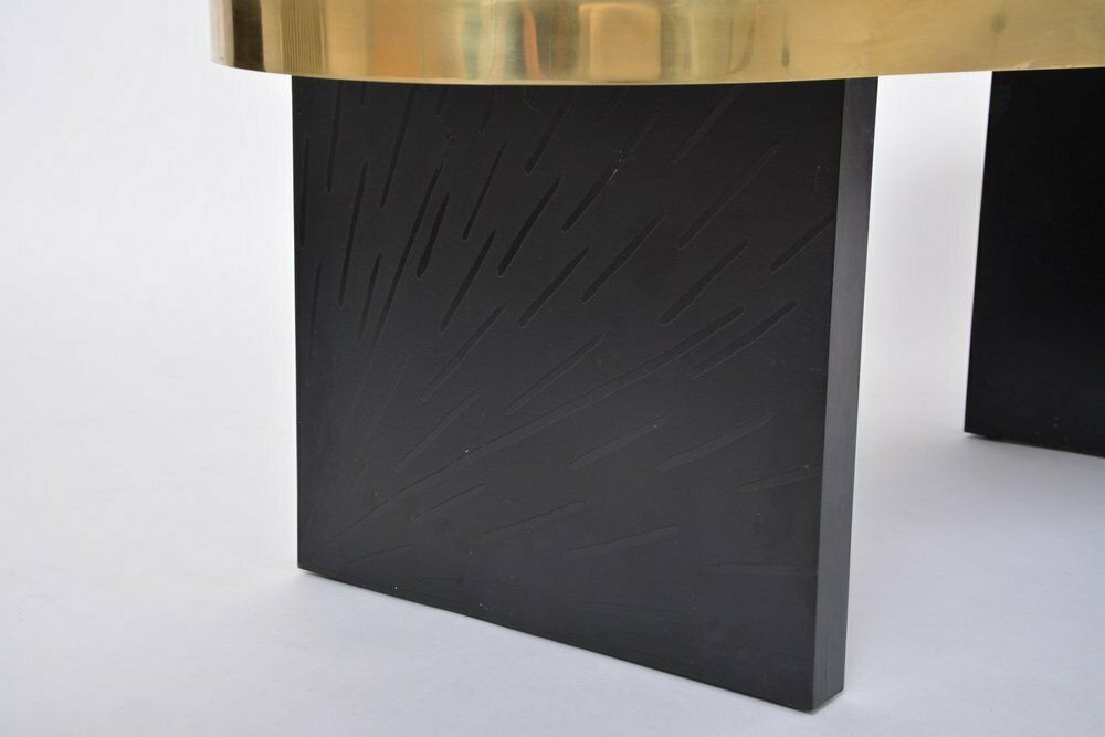 Etched Brass Coffee Table With Agathe Stones In The Style Of Lova Creation, 1980s photo buy