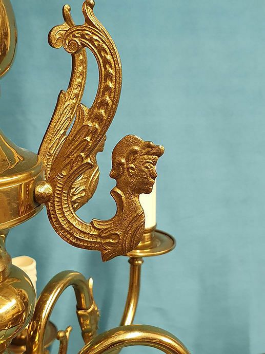Mid 20th Century Pair Of Dutch Style Brass Chandeliers. Price For Two Chandelier photo buy
