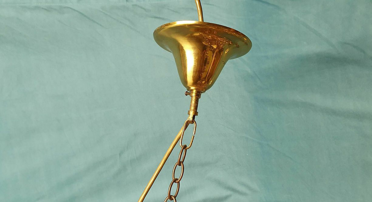photo for sale Mid 20th Century Pair Of Dutch Style Brass Chandeliers. Price For Two Chandelier