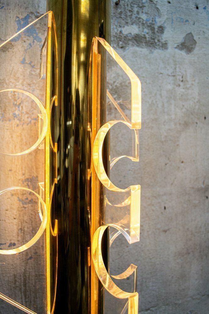 Bright Coat Hanger In Brass, Acrylic Glass And Briar, Italy, 1970s photo Furniture