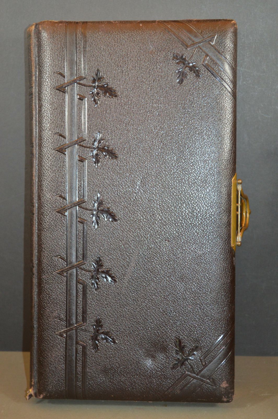 Large Tooled Leather Photo Album With 26 Photos C1890
