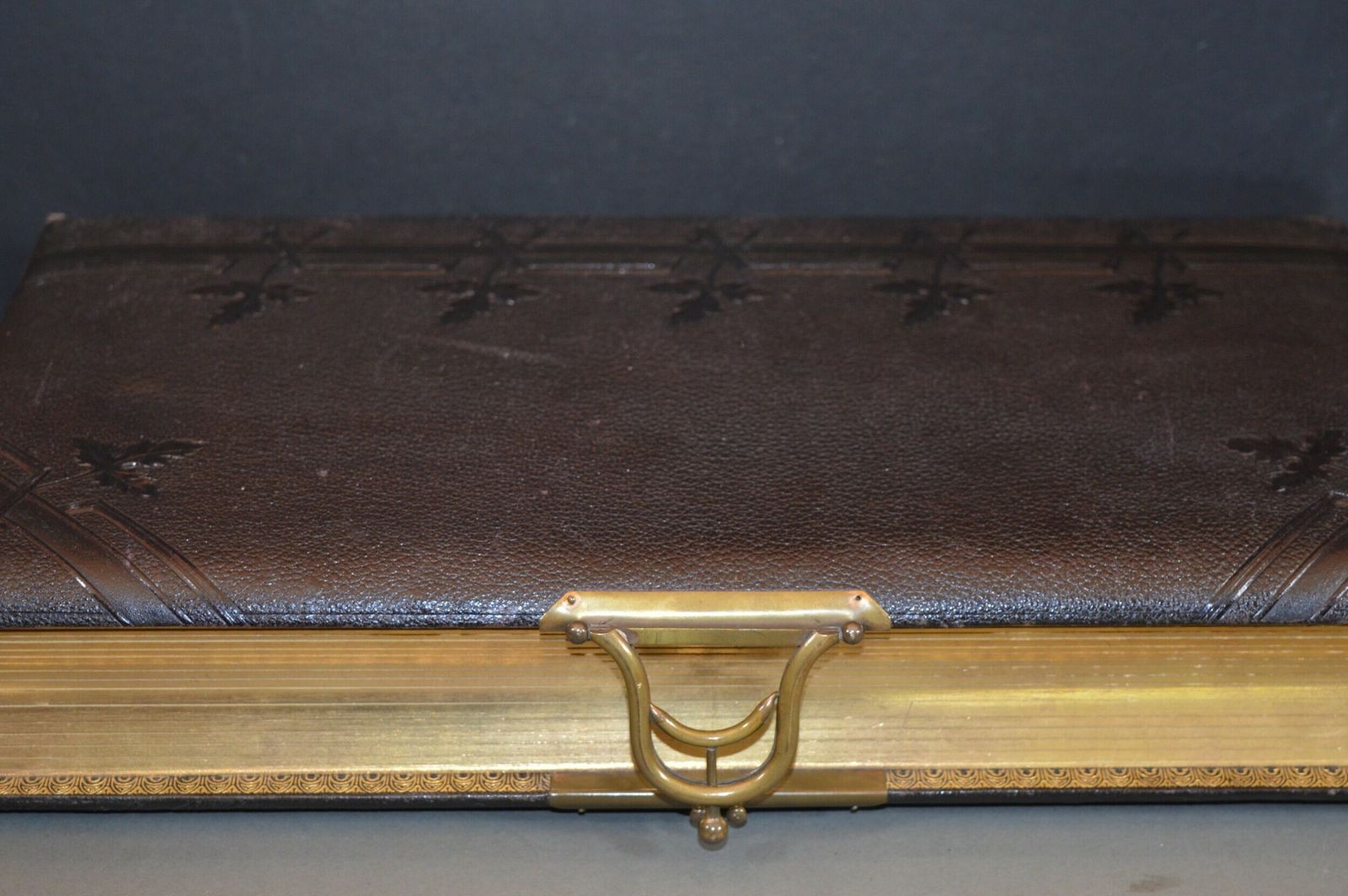 Large Tooled Leather Photo Album With 26 Photos C1890 photo Home Decor