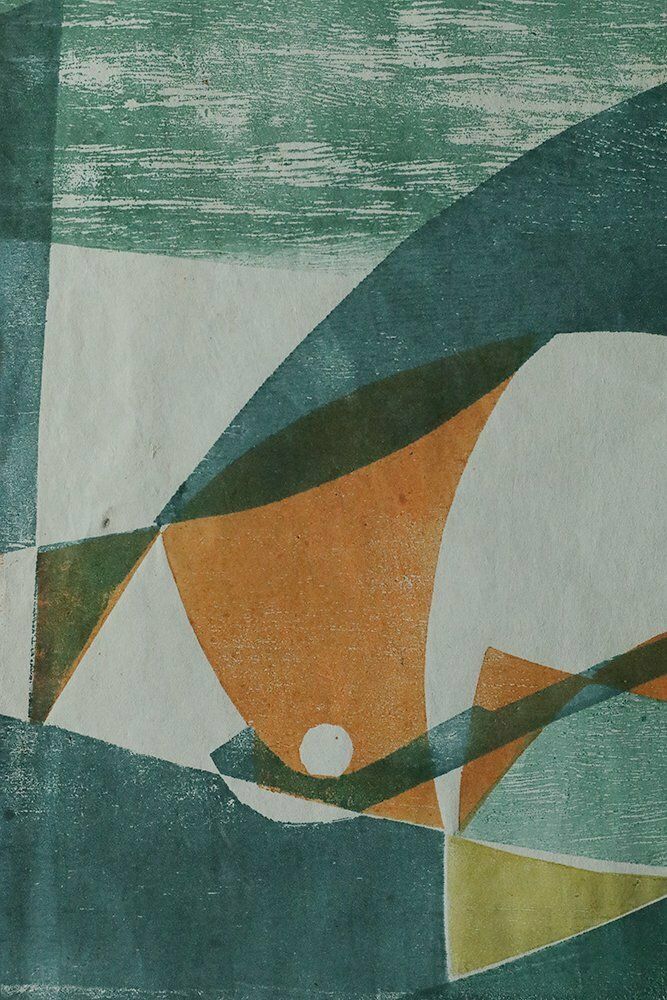 Viking Forsberg, Figures, Colored Woodcut, 1958 photo furniture