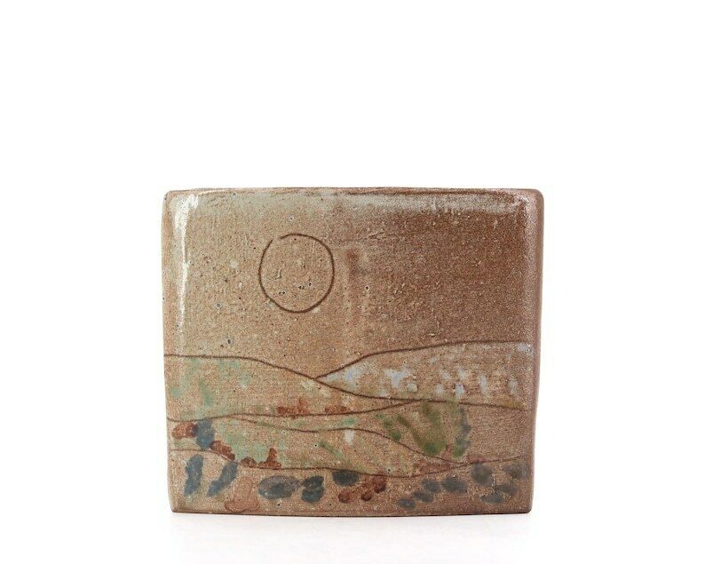 Franse Keramische Vaas, Landschapsdecor, Jaren 1970 / Studio Aardewerk, Bruin, Beige photo furniture