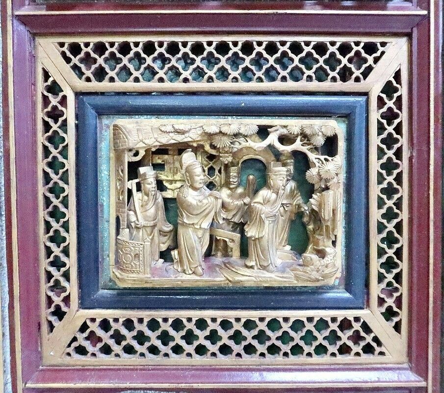 Art Large Asian Panel In Lacquered Wood, China – Late 19th Century photo